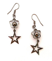 Dangling Lightweight Metal Hook Earrings with Floral and Star Shapes - $6.92