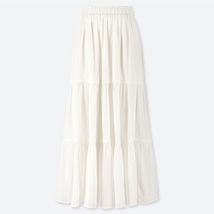Uniqlo Tiered Long Cotton Skirt White Size Small - £32.06 GBP