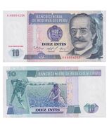 1986 Peru 10 Intis Banknote Historical Portrait &amp; Farming Scene UNC - $3.93 CAD