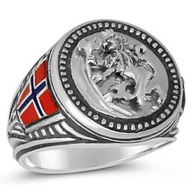 Norse Lion  Mens Coin ring   Sterling silver .925 - $80.21