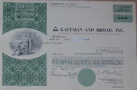 Kaufman and Broad Stock Certificate - 1975, Old Vintage Rare Scripophill... - $49.95