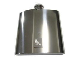 Silver Toned Square Etched Dove Bird 6 Oz. Stainless Steel Flask - £39.53 GBP