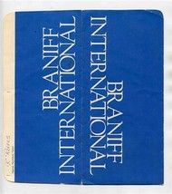 Braniff International Airline Blue Ticket Jacket &amp; Ticket 1982 - £13.91 GBP