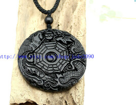 Free Shipping -  Natural black jade carved dragon Phoenix Pendant charm  - £13.58 GBP