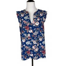 41 Hawthorn Stitchfix Floral Print Sleeveless V Neck Blouse Top M Blue - $209.77 MXN