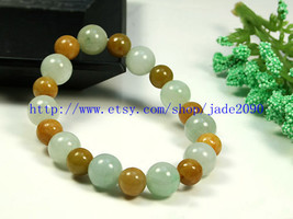 Free Shipping - 100% Nice Natural white Yellow Jadeite Jade charm beaded jade be - £20.72 GBP