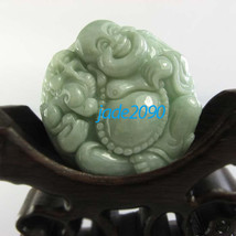Free shipping - AAA Grade TOP Grade Natural Pea green jade carved  Laughing Budd - £18.53 GBP