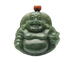 FREE SHIPPING - Real  green jade  jadeite best luck monetary buddha charm fashio - £16.77 GBP