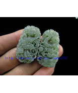 Free Shipping - Amulet auspicious Natural  Green jade jadeite carved dra... - $21.85 CAD