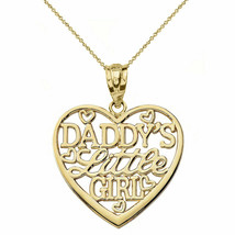 14k Solid Yellow Gold Daddy&#39;s Little Girl Heart Pendant Necklace - £172.56 GBP+
