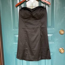 Coqueta Dress Women Large Black Satin Strapless Sweetheart Mini Lined CC... - $22.42