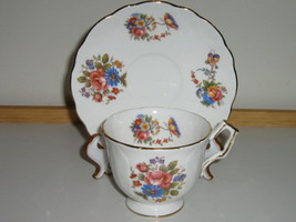 Aynsley English Bone China Cup &amp; Saucer - Colorful Floral Pattern - 1930s - £14.21 GBP