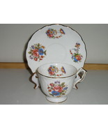Aynsley English Bone China Cup &amp; Saucer - Colorful Floral Pattern - 1930s - $17.99