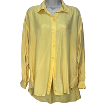 Vintage Diane Von Furstenberg Yellow Silk Button Down Blouse Size S Tunic Long - £19.51 GBP