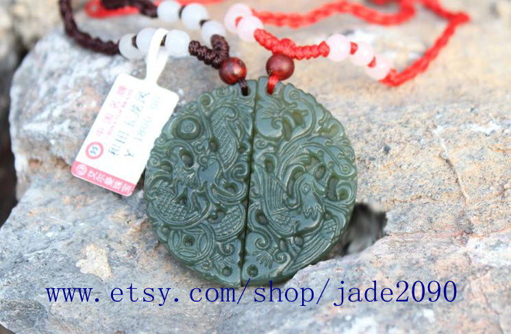 Free Shipping - jade2090 etsy shop Natural  green jadeite jade  Dragon a... - $13.99