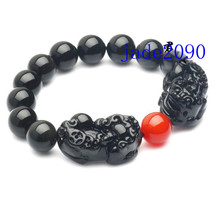 Free Shipping -  Handcrafted Grade AAA Natural black with Red Jadeite Jade &#39;&#39; PI - £16.50 GBP