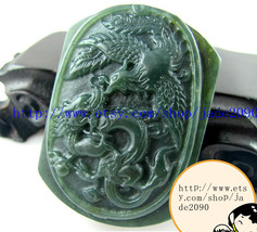 Free Shipping - Natural green jadeite jade  Dragon and Phoenix  charm jade Penda - £13.58 GBP