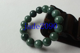 Free Shipping - 15mm Natural Green Jadeite Jade charm beaded Bracelet (a... - $16.99