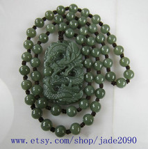 Free Shipping - Asia  jade Dragon Hand carved  Green jadeite jade Carved Dragon  - $16.99