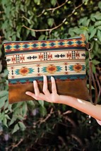 Multicolor Brown Western Aztec Print Clutch Handbag Purse Bag - $28.71