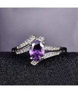 8x6mm Ovalado Imitación Amatista &amp; Diamante 14K Oro Blanco Chapado Solit... - €73,97 EUR