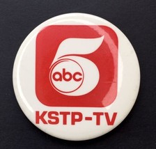 Vintage KSTP-TV Channel 5 ABC Button Pin Red &amp; White 3&quot; Twin Cities Station - £12.78 GBP