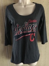 *MLB Cleveland Indians 3/4 Sleeve T- Shirt Gray Size L - £7.49 GBP