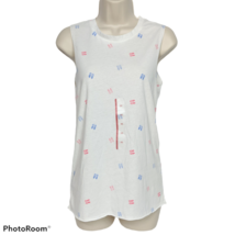 NWT Doe Womens Flip Flop Print Tank Top XS Beach Summer Boat Neck Sleeve... - $13.86