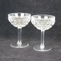 Set of 2 Fostoria American Cube Motif Glass Round Foot Champagne Sherbet 4.75&quot; - £15.46 GBP