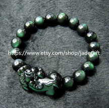 Free shipping - Top quality  green eyes obsidian charm &quot;Pi Yao&quot; bracelet charm B - £39.32 GBP