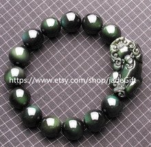 Free shipping - perfect Top quality  green eyes obsidian charm &quot;Pi Yao&quot; bracelet - £31.96 GBP