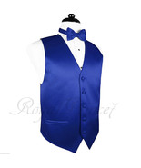 ROYAL BLUE MEN&#39;S Tuxedo Suit Vest Waistcoat and Butterfly Bow tie Formal... - £16.59 GBP+