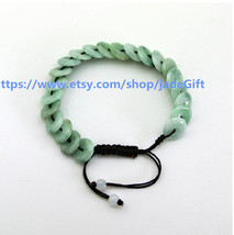 Free Shipping - Round Donuts green jadeite jade luck Button bracelet ,  ... - $26.99