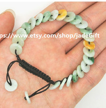 Free Shipping - green jadeite jade luck Button bracelet ,   Natural Gree... - £21.58 GBP