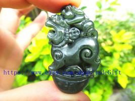 Free Shipping - chinese luck Amulet pi yao hand carved Natural green jadeite jad - £17.94 GBP