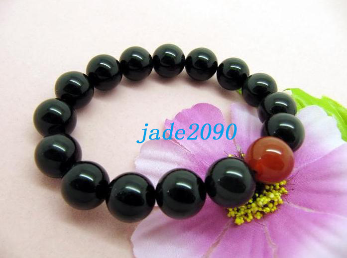 Free Shipping - perfect 100% real natural black / Red jade Prayer Beads ... - $13.99