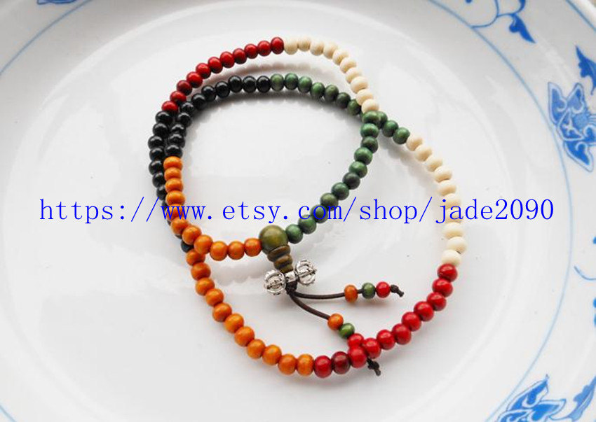 Free Shipping - Tibetan Buddhism Real Natural red white green sandalwood... - $9.99
