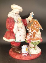 SPECTACULAR Ceramic Santa Claus Decorating A Gingerbread House by Home Accents - £108.92 GBP