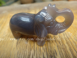 Free Shipping -  Hand carved Real jade Asia Elephant  , Natural  Jadeite Jade ca - £38.58 GBP