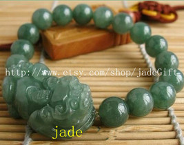 Free Shipping -  Handcrafted  Green Jadeite Jade &#39;&#39; PI YAO &#39;&#39; charm rosa... - $26.99