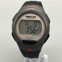 Timex Ironman Triathlon Watch Men 40mm Gray Black Digital 10 Lap New Battery - £19.56 GBP