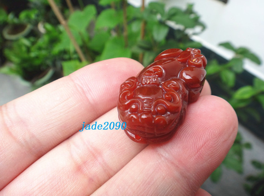 Free Shipping - good luck Natural red jade carved Pi Yao jadeite jade Am... - $13.99