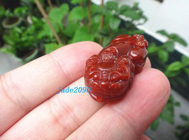 Free Shipping - good luck Natural red jade carved Pi Yao jadeite jade Am... - $13.99