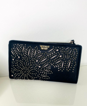 Victoria&#39;s Secret Studded BLACK/GOLD Slim Wristlet Wallet - £14.18 GBP