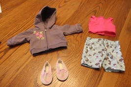 American Girl Doll Skateboard Outift with Shoes Jacket shirt shorts lot - $18.76