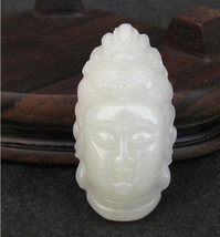 FREE SHIPPING Natural white jade prayer best Blessing Meditation Buddha ... - $17.99