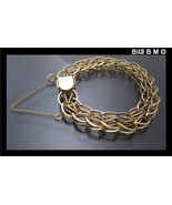12K GOLD FILLED Heavy WIDE Link BRACELET - 7 1/2 inches long - FREE SHIP... - £79.79 GBP