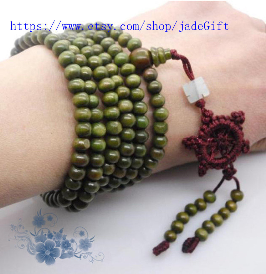Free Shipping -  Natural green sandalwood meditation yoga 216 Beads Pray... - $13.99