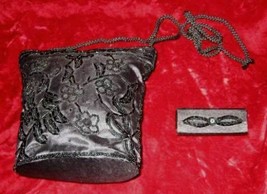 Vintage Black Purse Handbag Evening Bag Lipstick Holder - £21.86 GBP