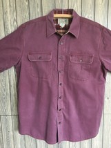 L.L. Bean Men's L-REG Solid Burgundy Casual Long Sleeve Button-Up Outdoors Shirt - £24.71 GBP